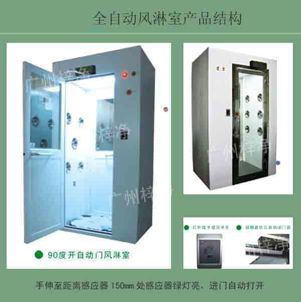 全自動(dòng)風(fēng)淋室又叫全自動(dòng)感應(yīng)吹淋器、全自動(dòng)感應(yīng)風(fēng)淋門、空氣吹淋室